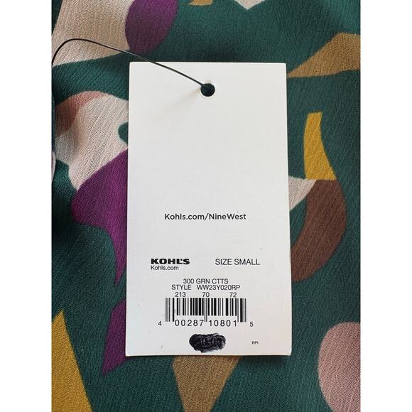 New Nine West Green Print Sleeveless Dress Small - Picture 6 of 6